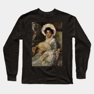 Young Woman with a Fan Long Sleeve T-Shirt